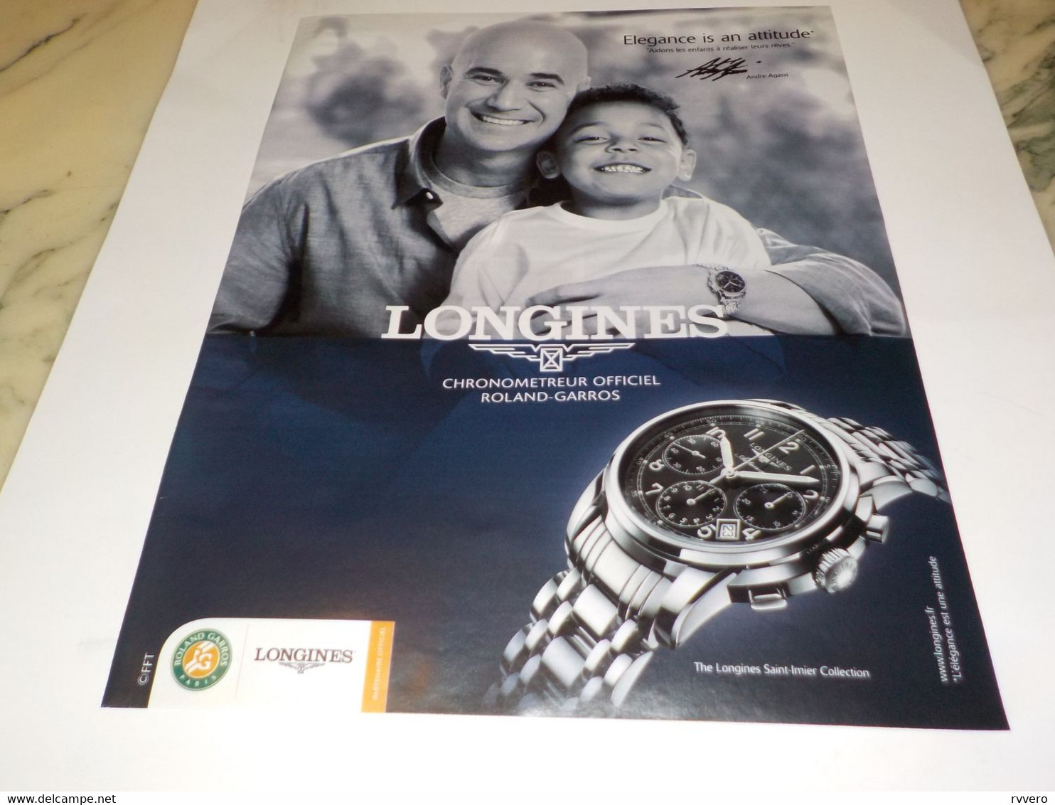 ANCIENNE PUBLICITE ANDRE AGASSI PRESENTE MONTRE LONGINES   2012 - Altri & Non Classificati