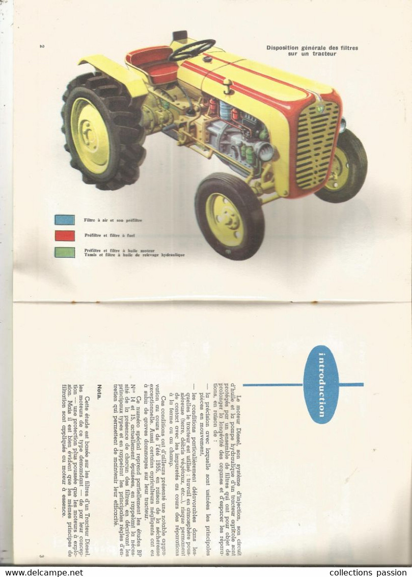 Technique ,automobile , Tracteur , Publicité BP,  24 Pages, LES FILTRES D'UN TRACTEUR AGRICOLE,  Frais Fr 2.55 E - Knutselen / Techniek