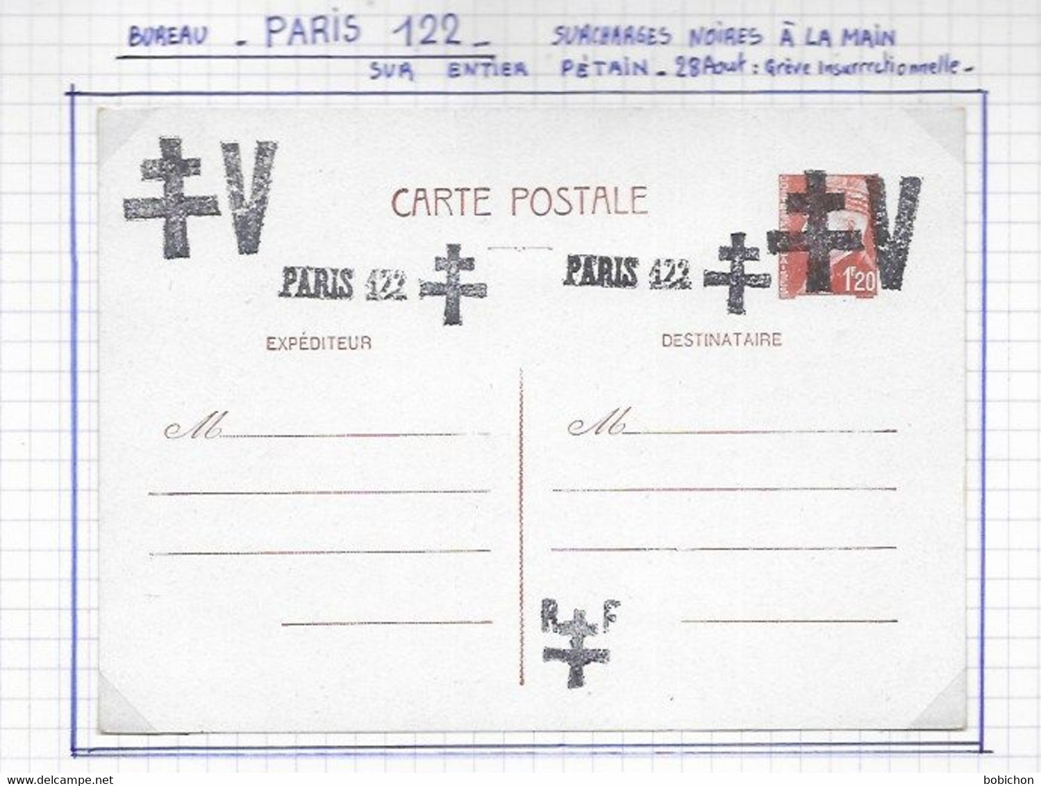 PARIS  Surcharges Sur Carte Entier Postal - Liberazione