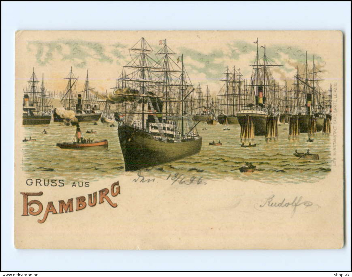 XX11756/ Hamburg Segelschiffe Hafen 1896 Litho AK - Autres & Non Classés