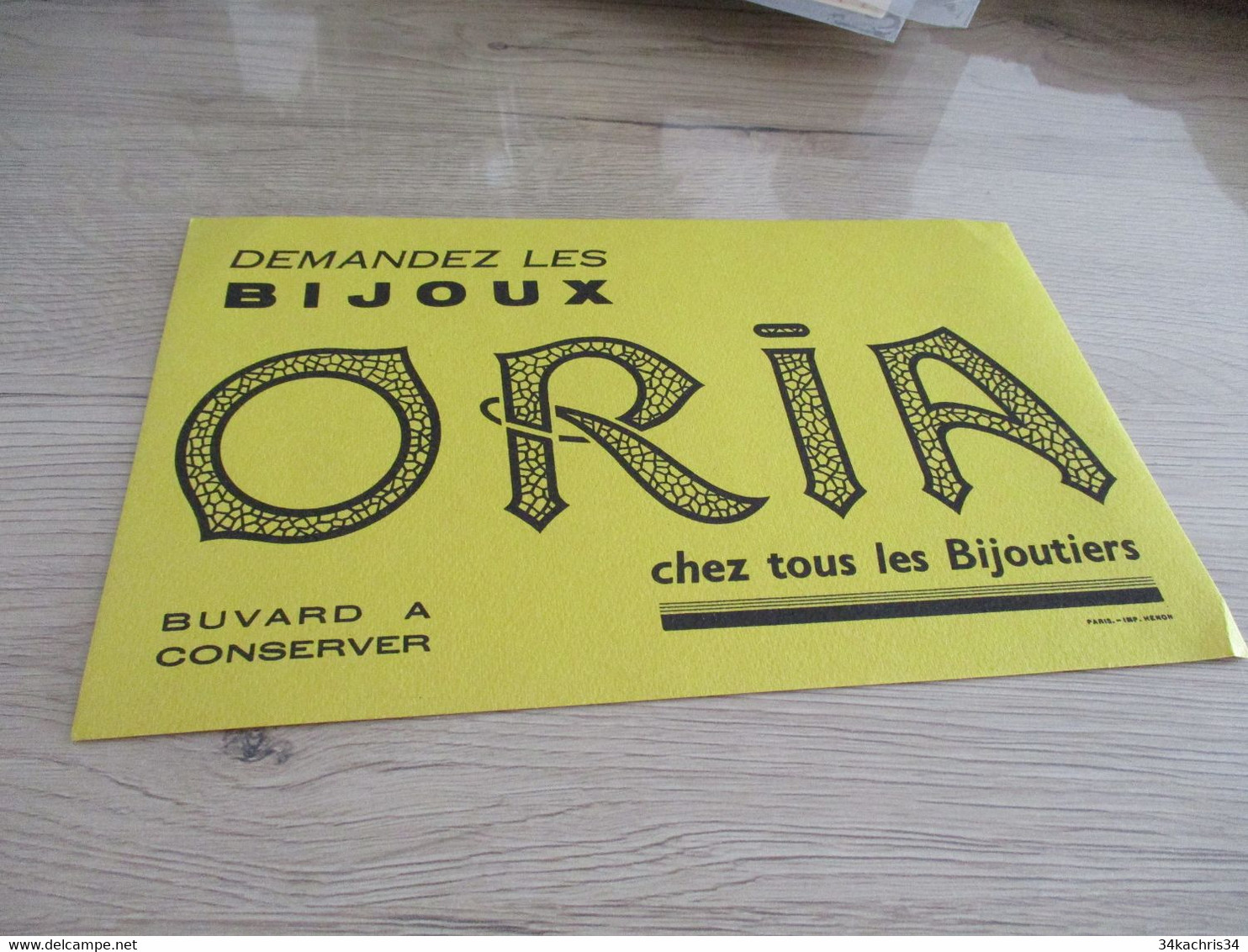 Buvard Pub Publicitaire Bijoux ORIA - B