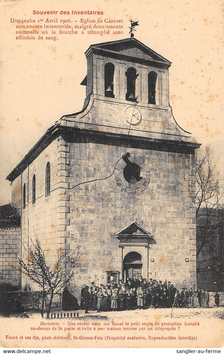 CPA 09 SOUVENIR DES INVENTAIRES EGLISE DE CAZAVET 1906 - Sonstige & Ohne Zuordnung