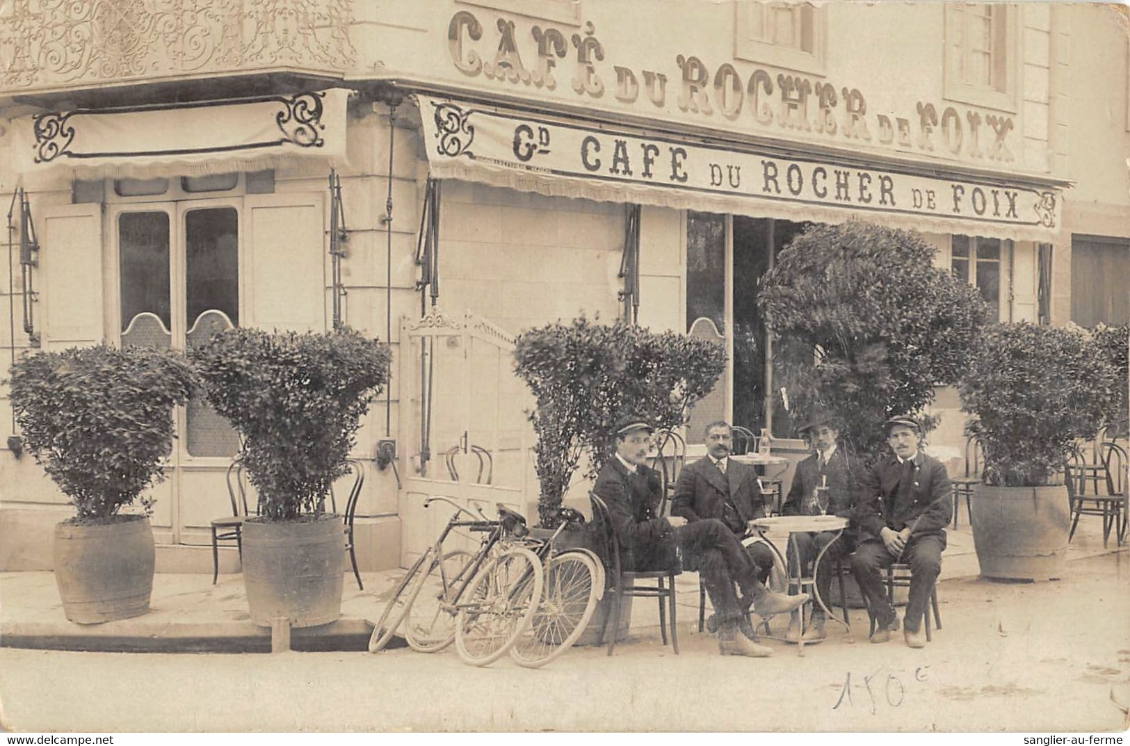 CPA 09 FOIX CARTE PHOTO GRAND CAFE DU ROCHER DE FOIX - Foix