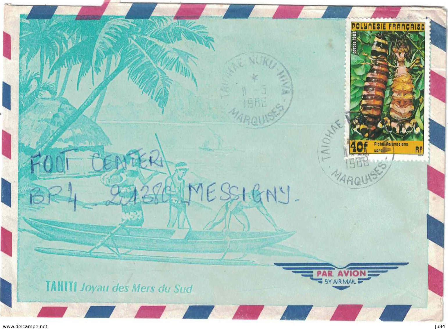 Polynésie Française - Iles Marquises - Ile Nuku-Hiva - Taiohae - Lettre Avion Pour Messigny - 11 Mai 1988 - Oblitérés