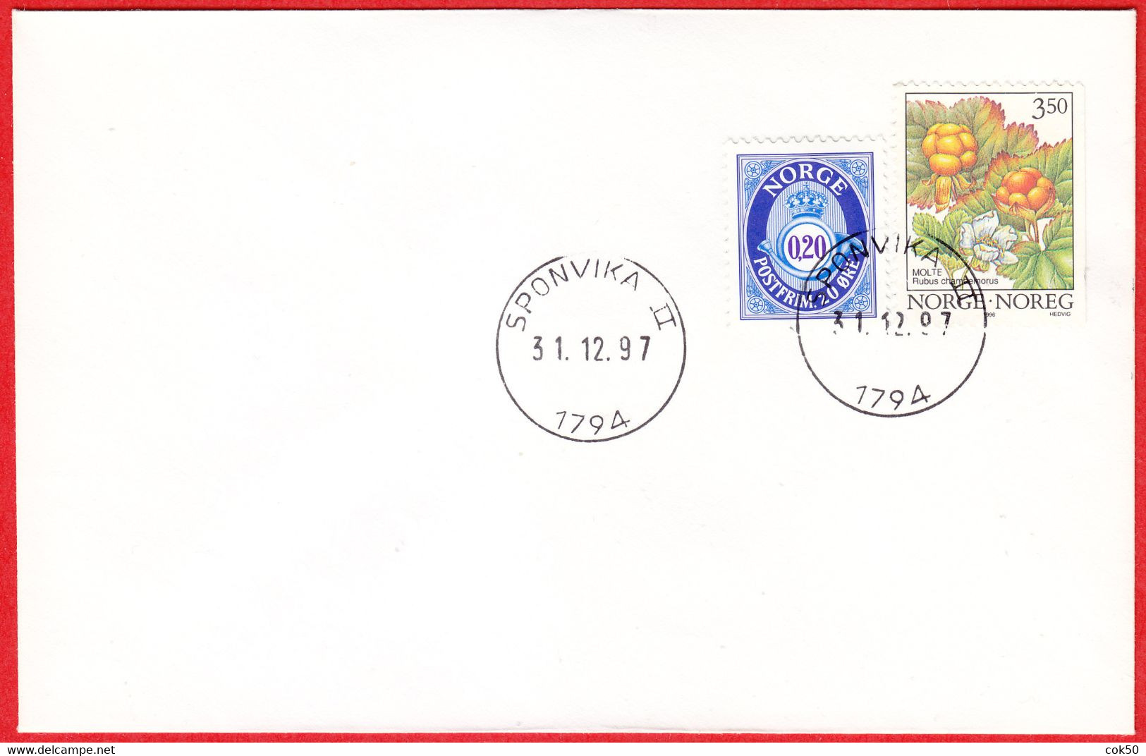 NORWAY - 1794 SPONVIKA II (Østfold County = Viken From Jan.1 2020) Last Day - Postoffice Closed On 1997.12.31 - Emissioni Locali