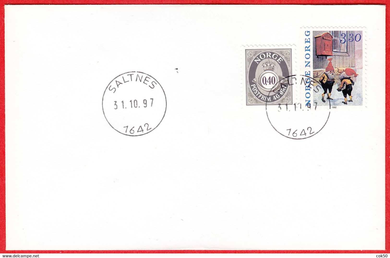 NORWAY - 1642 SALTNES 24 Mm Postmark Diameter (Østfold County) Last Day - Postoffice Closed On 1997.10.31 - Lokale Uitgaven