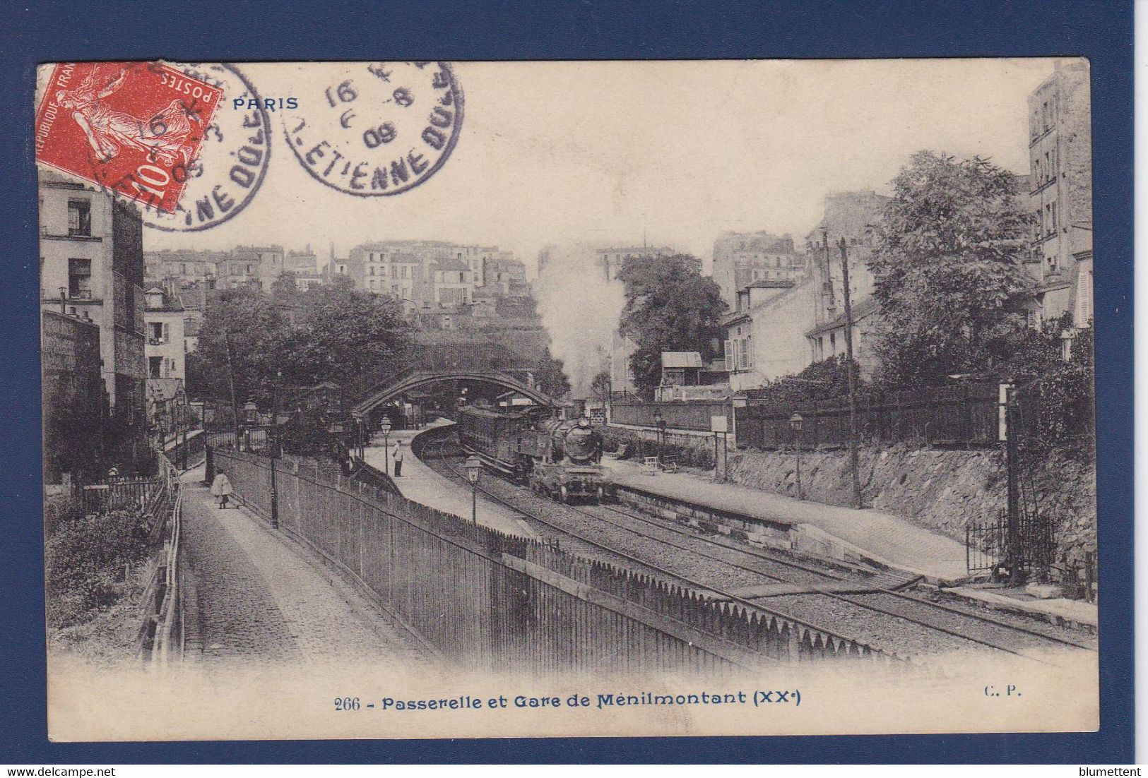 CPA [75] Paris éditeur Comptoir Parisien 20e Arrondissement Gare Train Chemin De Fer Circulé - District 20