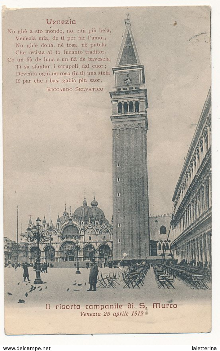 1912 CAMPANILE DI VENEZIA 0,05 SU CARTOLINA CAMPANILE RISORTO MAXIMUM - Marcofilía