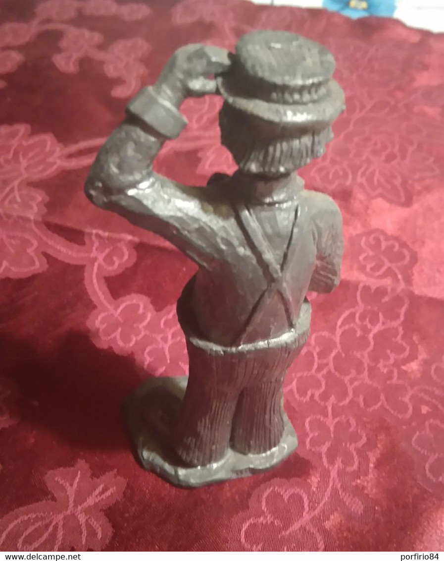 VINTAGE RARA STATUETTA FERMACARTE PAGLIACCIO IN PELTRO - Autres & Non Classés