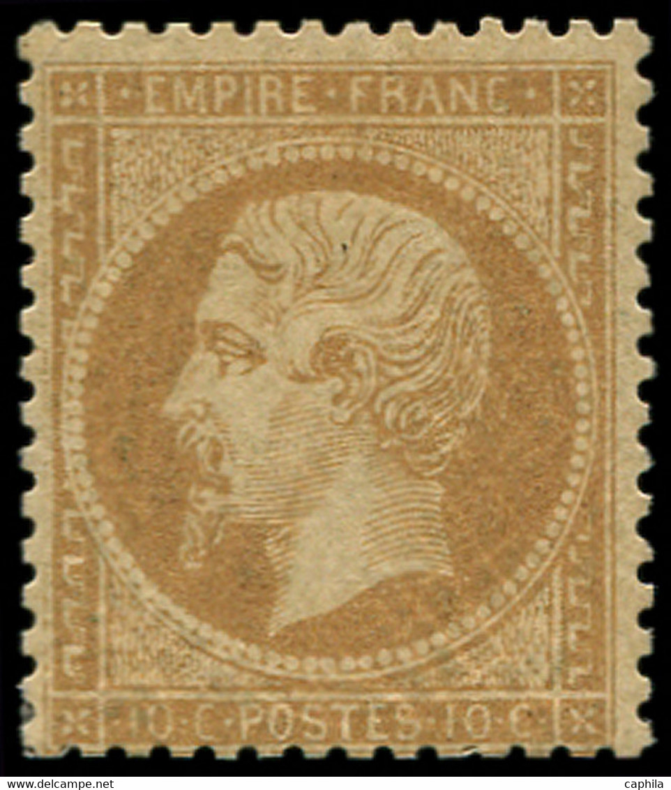 * FRANCE - Poste - 21, Pleine Gomme D'origine, Certificat Scheller, Très Frais: 10c. Empire Bistre - 1862 Napoleon III