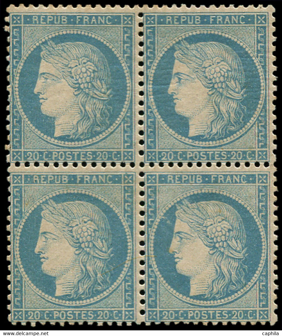 * FRANCE - Poste - 37, Bloc De 4, Signé Roumet (2 Timbres Inférieurs Luxe **): 20c. Bleu (points Jaunes) - 1870 Belagerung Von Paris