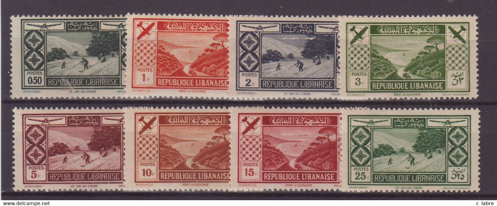 GRAND  LIBAN : PA . N° 49/56 * . TB . 1936 . ( CATALOGUE YVERT ) . - Posta Aerea