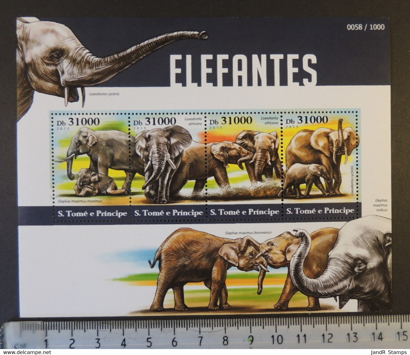 St Thomas 2015 Elephants Animals M/sheet Mnh - Full Sheets & Multiples