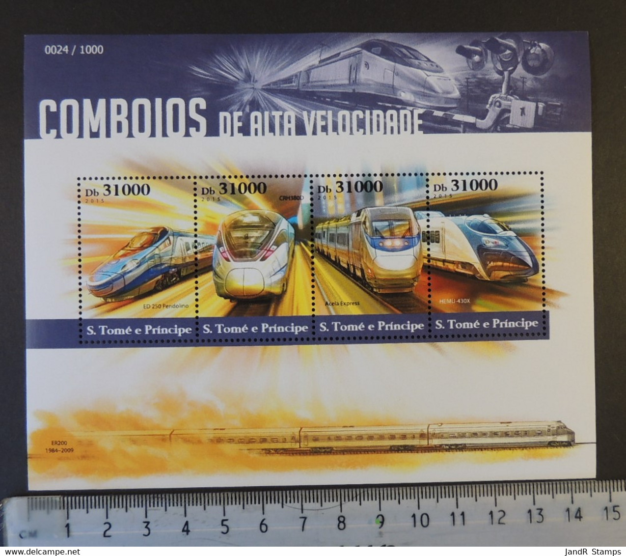 St Thomas 2015 High Speed Trains Railways Transport Pendolino Crh380 Acela Express Hemu M/sheet Mnh - Feuilles Complètes Et Multiples