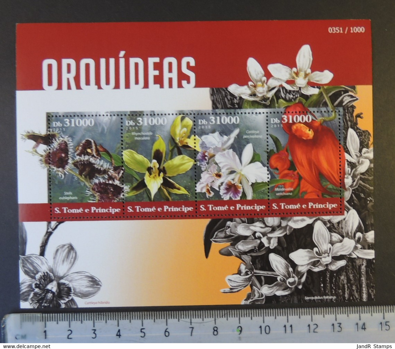 St Thomas 2015 Orchids Flowers M/sheet Mnh - Hojas Completas