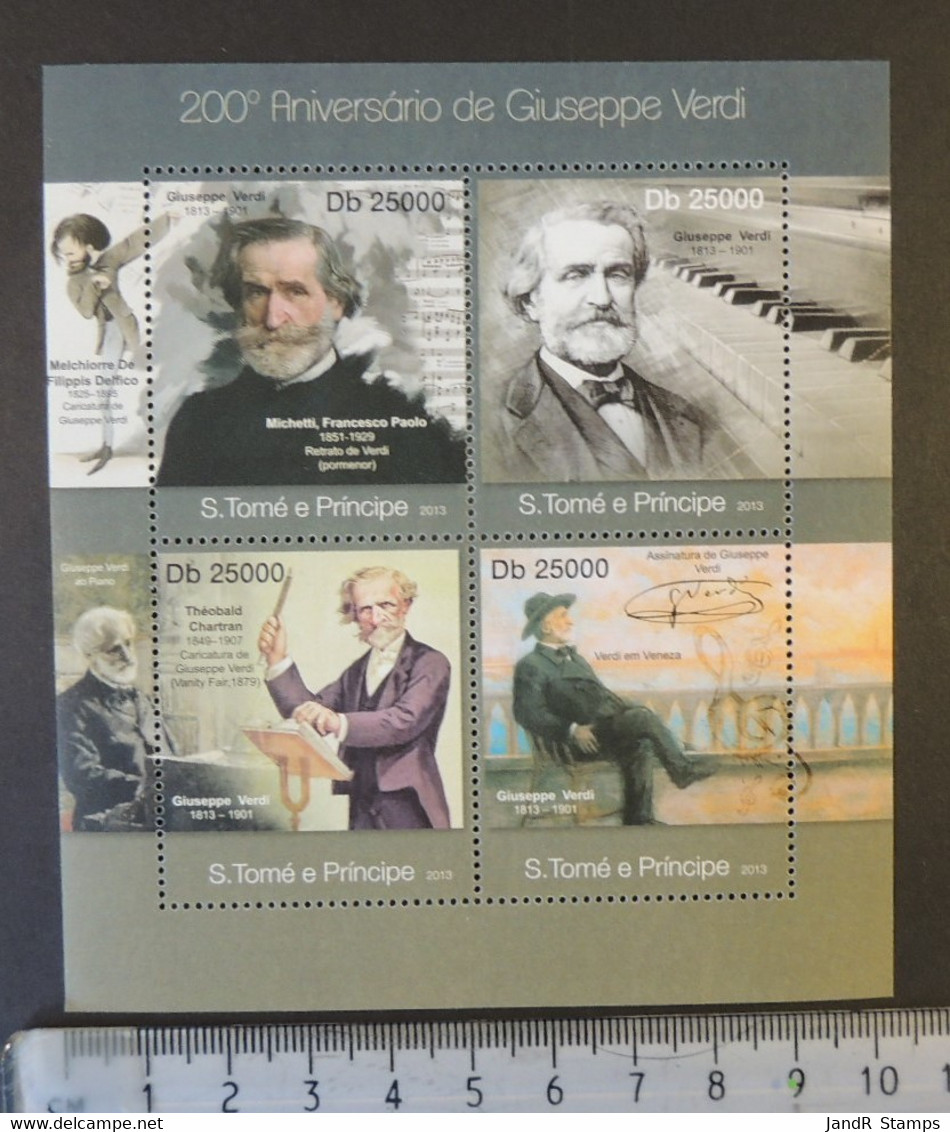 St Thomas 2013 Giuseppe Verdi Classical Music Composer M/sheet Mnh - Ganze Bögen