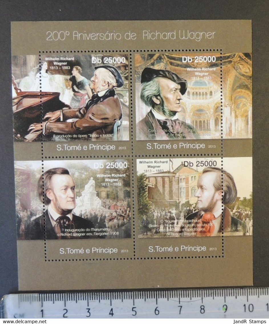 St Thomas 2013 Richard Wagner Classical Music Composer M/sheet Mnh - Feuilles Complètes Et Multiples