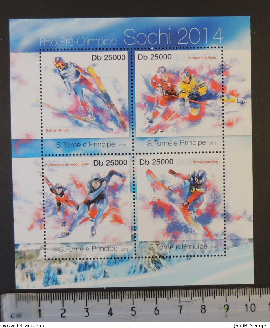 St Thomas 2013 Sochi Winter Olympics Ski Jump Speed Skating Snowboarding Sport M/sheet Mnh - Ganze Bögen