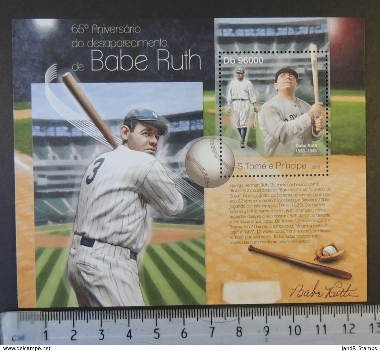 St Thomas 2013 Sport Babe Ruth Baseball S/sheet Mnh - Feuilles Complètes Et Multiples