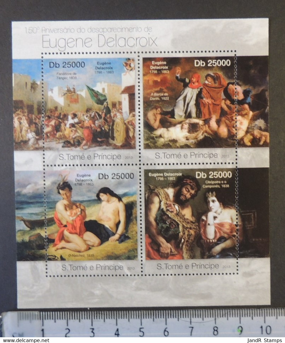 St Thomas 2013 Eugene Delacroix Nudes Women Art M/sheet Mnh - Feuilles Complètes Et Multiples