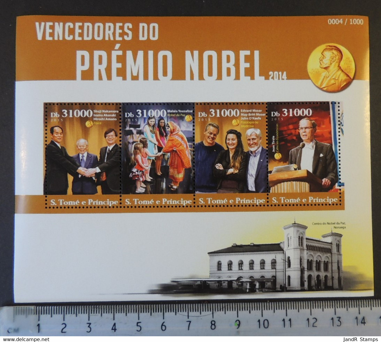 St Thomas 2015 Nobel Prize Nakamura Yousafzai Moser Tirole Women M/sheet Mnh - Ganze Bögen