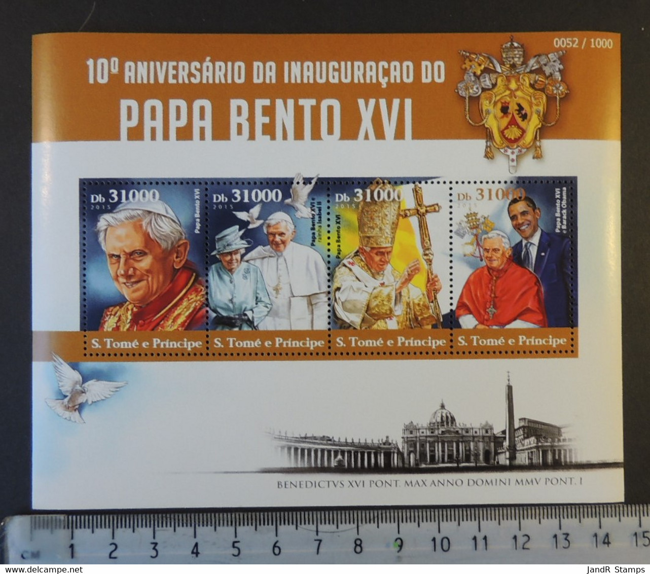 St Thomas 2015 Pope Benedict Xvi Religion Obama Birds M/sheet Mnh - Full Sheets & Multiples