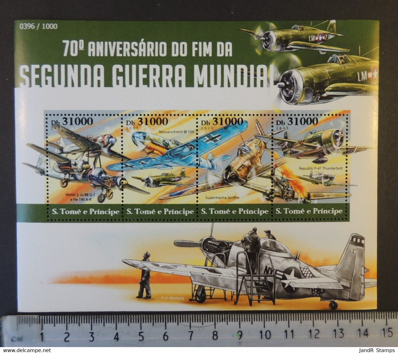 St Thomas 2015 Ww2 Wwii Militaria Aviation Spitfire Mustang M/sheet Mnh - Full Sheets & Multiples