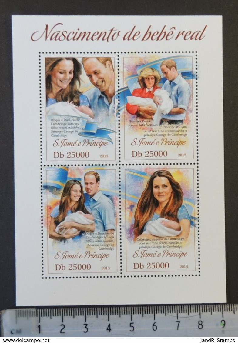 St Thomas 2013 Royal Baby Prince George William Kate Diana Royalty Women Children M/sheet Mnh - Feuilles Complètes Et Multiples