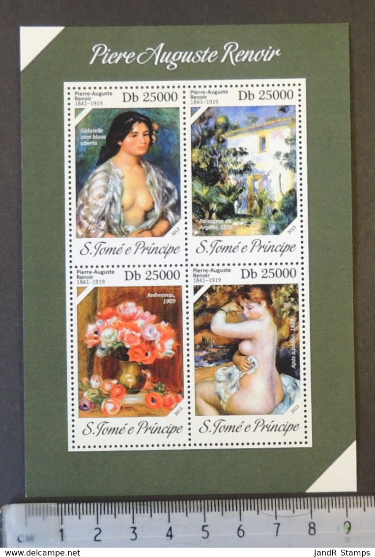 St Thomas 2013 Pierre Auguste Renoir Art Women Nudes M/sheet Mnh - Feuilles Complètes Et Multiples