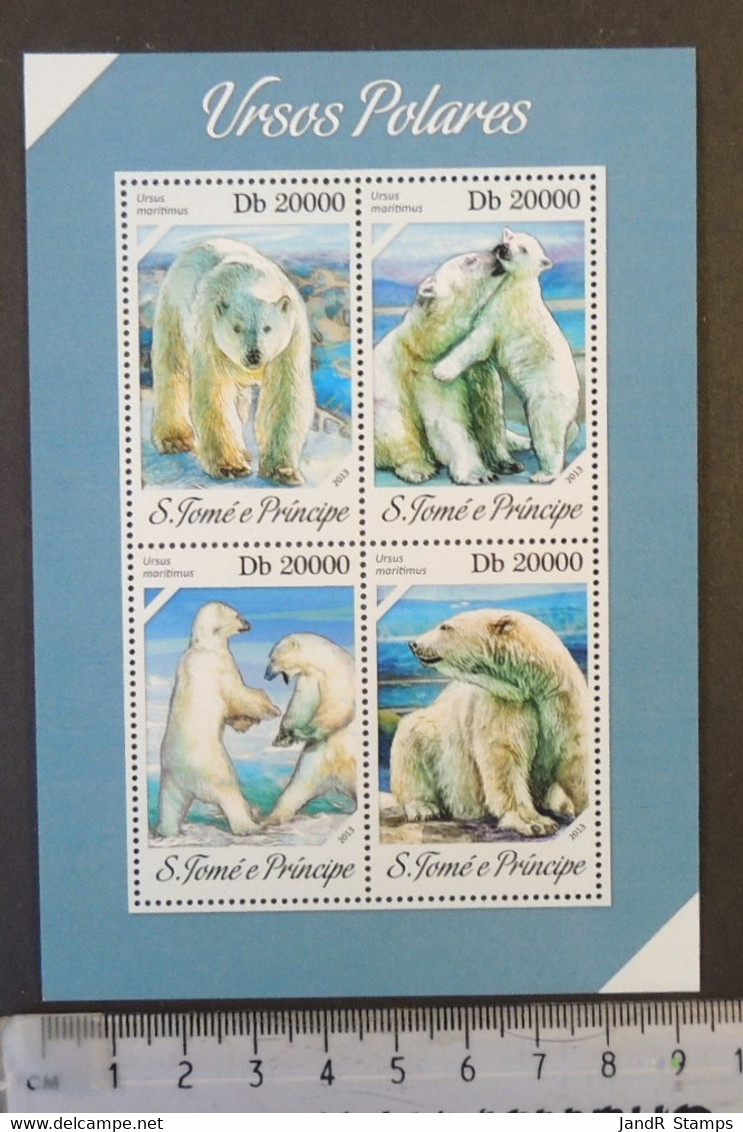St Thomas 2013 Polar Bears Animals M/sheet Mnh - Feuilles Complètes Et Multiples