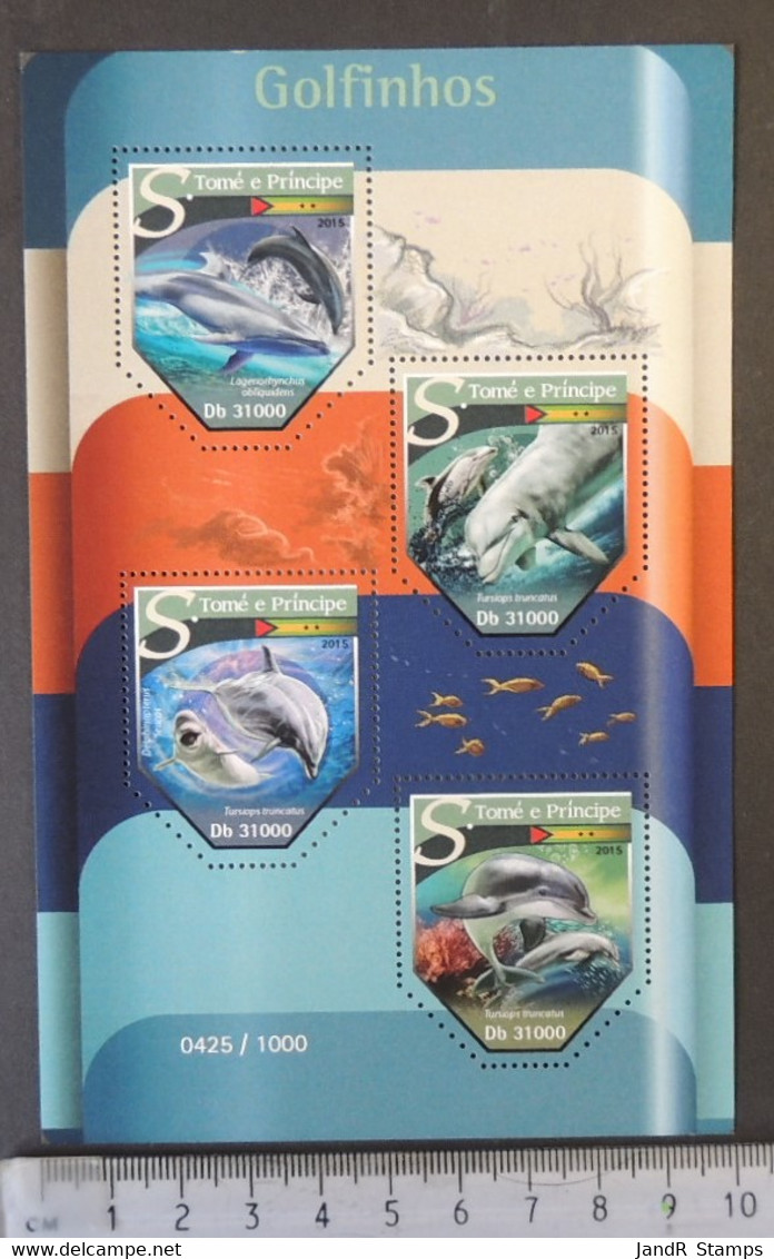 St Thomas 2015 Dolphins Mammals Marine Life M/sheet Mnh - Ganze Bögen