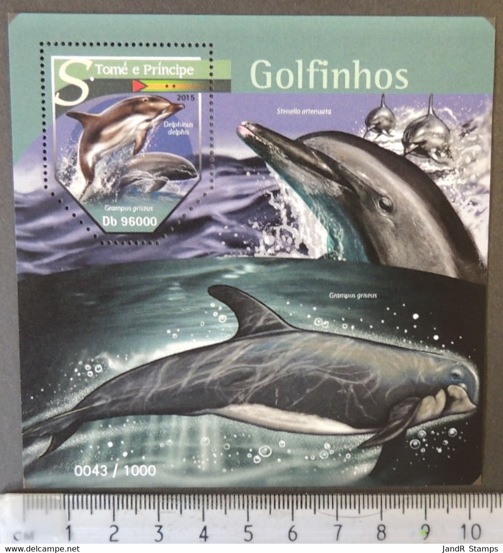 St Thomas 2015 Dolphins Mammals Marine Life S/sheet Mnh - Feuilles Complètes Et Multiples
