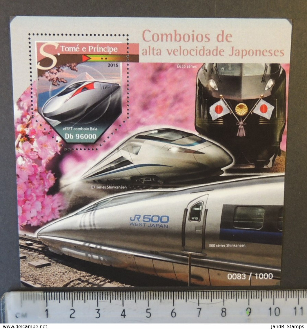 St Thomas 2015 Japanese High Speed Trains Railways Transport Shinkansen S E655 Efset S/sheet Mnh - Full Sheets & Multiples