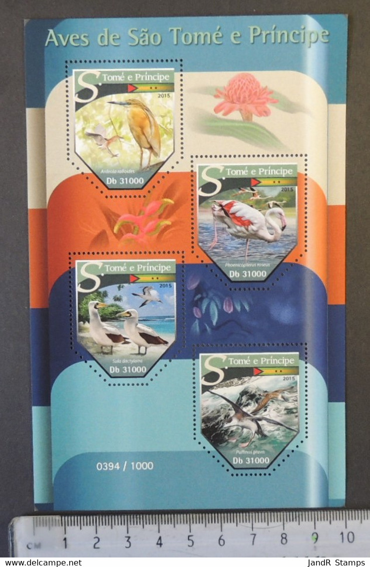 St Thomas 2015 Birds Gulls Flamingo M/sheet Mnh - Full Sheets & Multiples