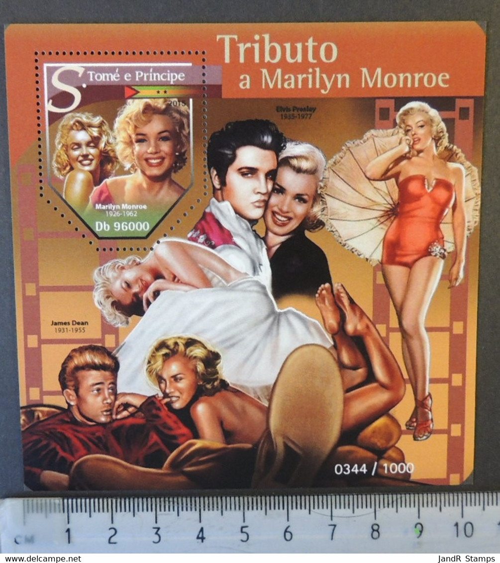 St Thomas 2015 Marilyn Monroe Cinema Music Women James Dean Elvis S/sheet Mnh - Feuilles Complètes Et Multiples