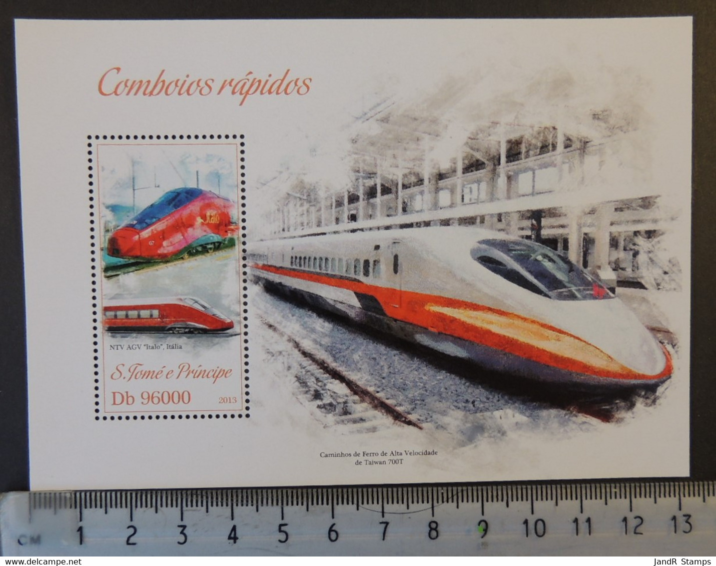 St Thomas 2013 High Speed Trains Railways Transport Ntv Agv Taiwan 700t S/sheet Mnh - Hojas Completas