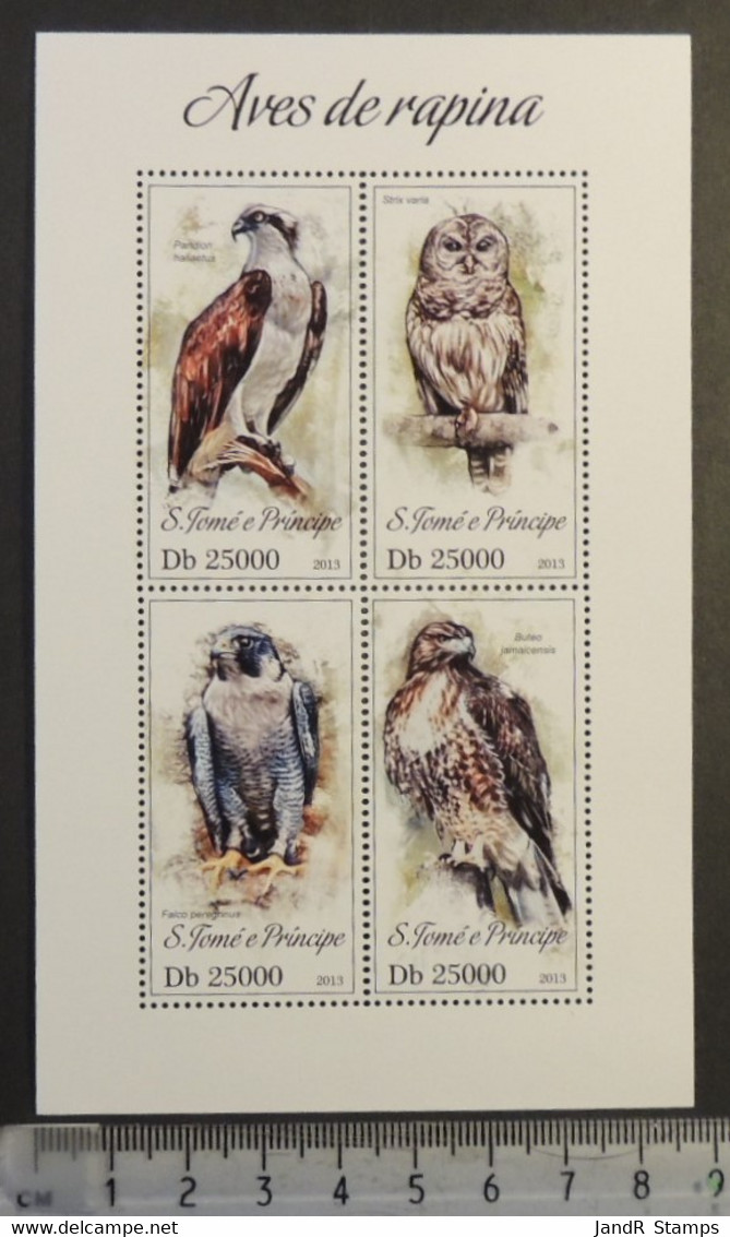 St Thomas 2013 Birds Of Prey Owls Falcons M/sheet Mnh - Full Sheets & Multiples