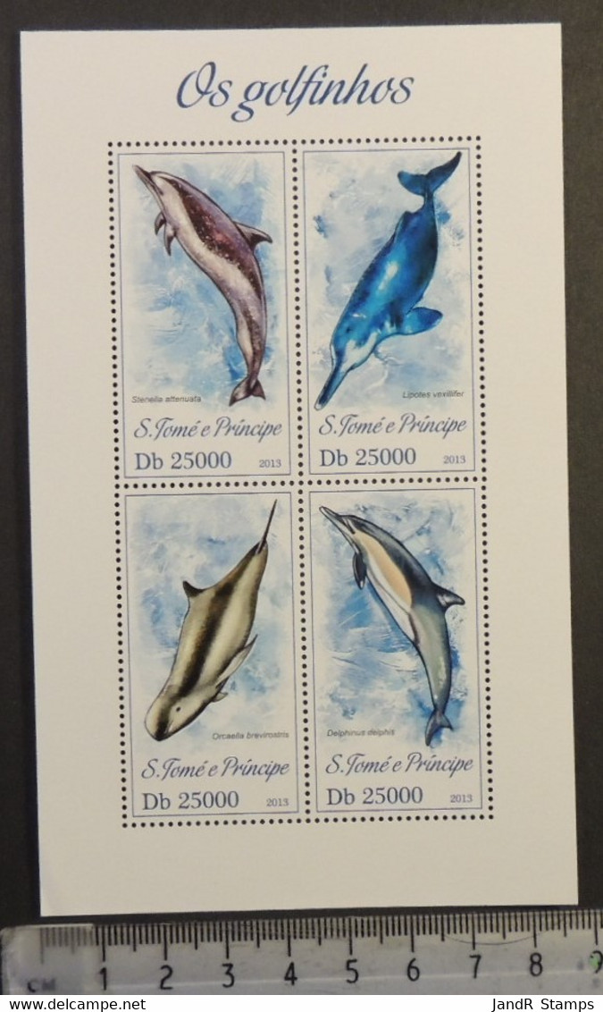 St Thomas 2013 Dolphins Mammals Marine Life M/sheet Mnh - Hojas Completas