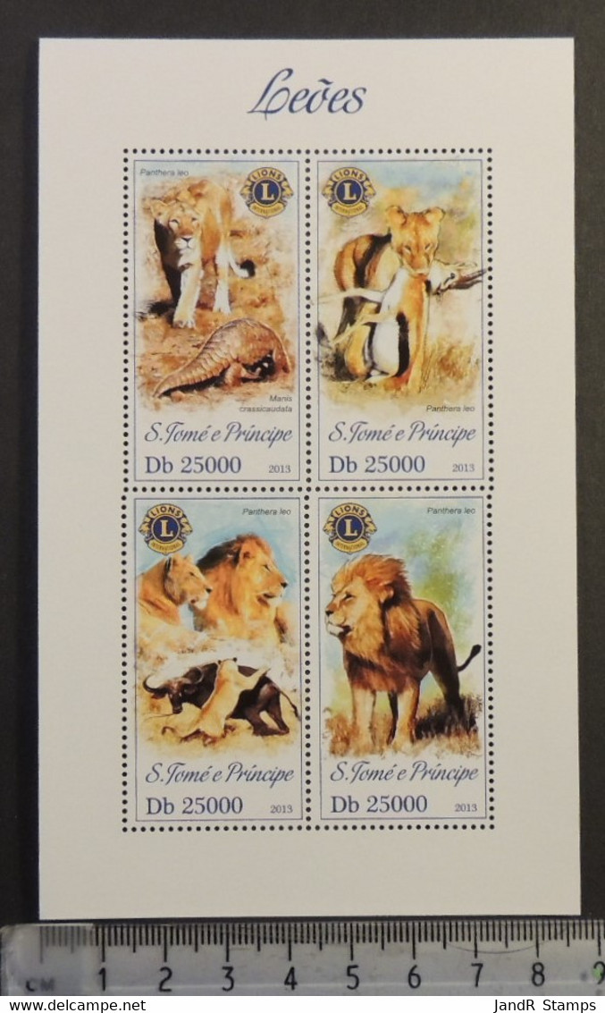 St Thomas 2013 Lions Club Rotary Big Cats Animals M/sheet Mnh - Feuilles Complètes Et Multiples