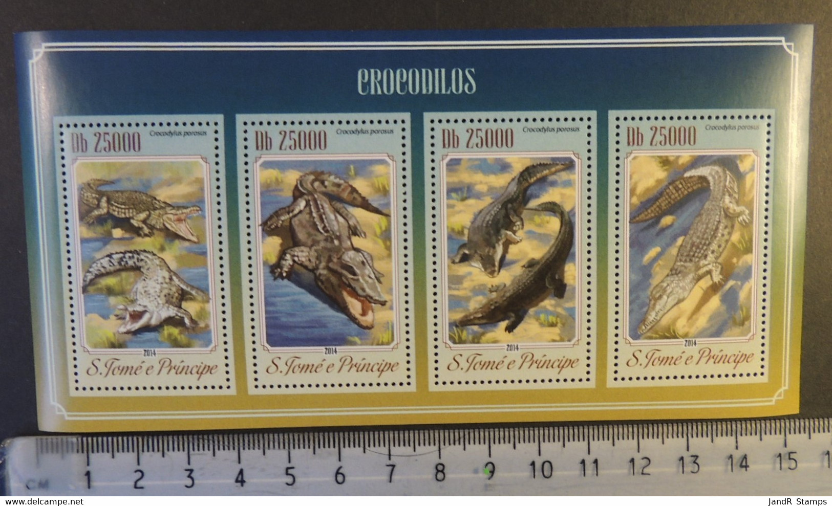 St Thomas 2014 Crocodiles Reptiles M/sheet Mnh - Ganze Bögen