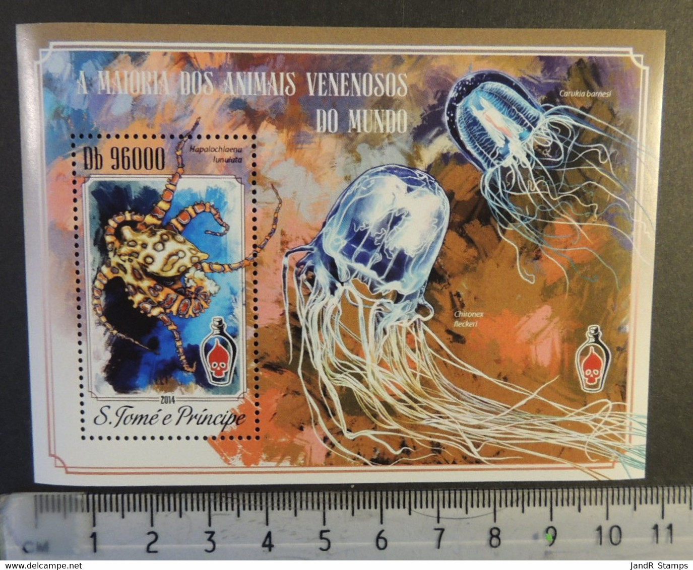 St Thomas 2014 Poisonous Venomous Creatures Jelly Fish Marine Life M/sheet Mnh - Feuilles Complètes Et Multiples