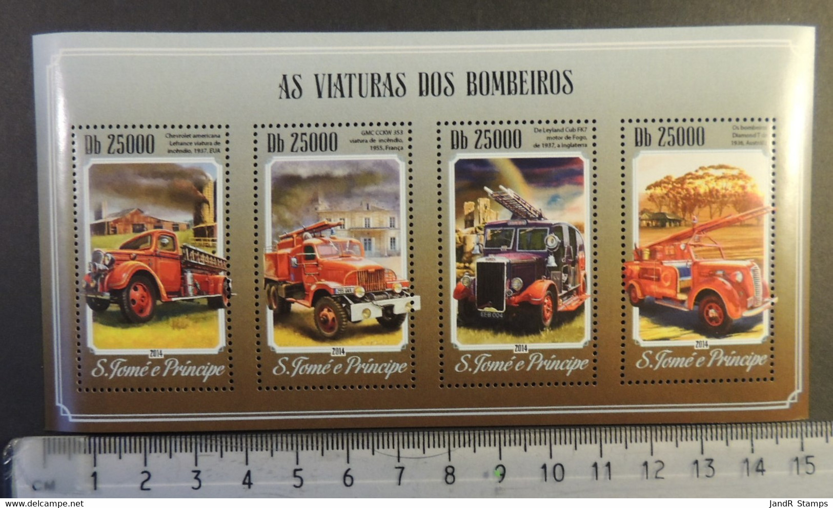 St Thomas 2014 Fire Engines Trucks Tenders M/sheet Mnh - Hojas Completas