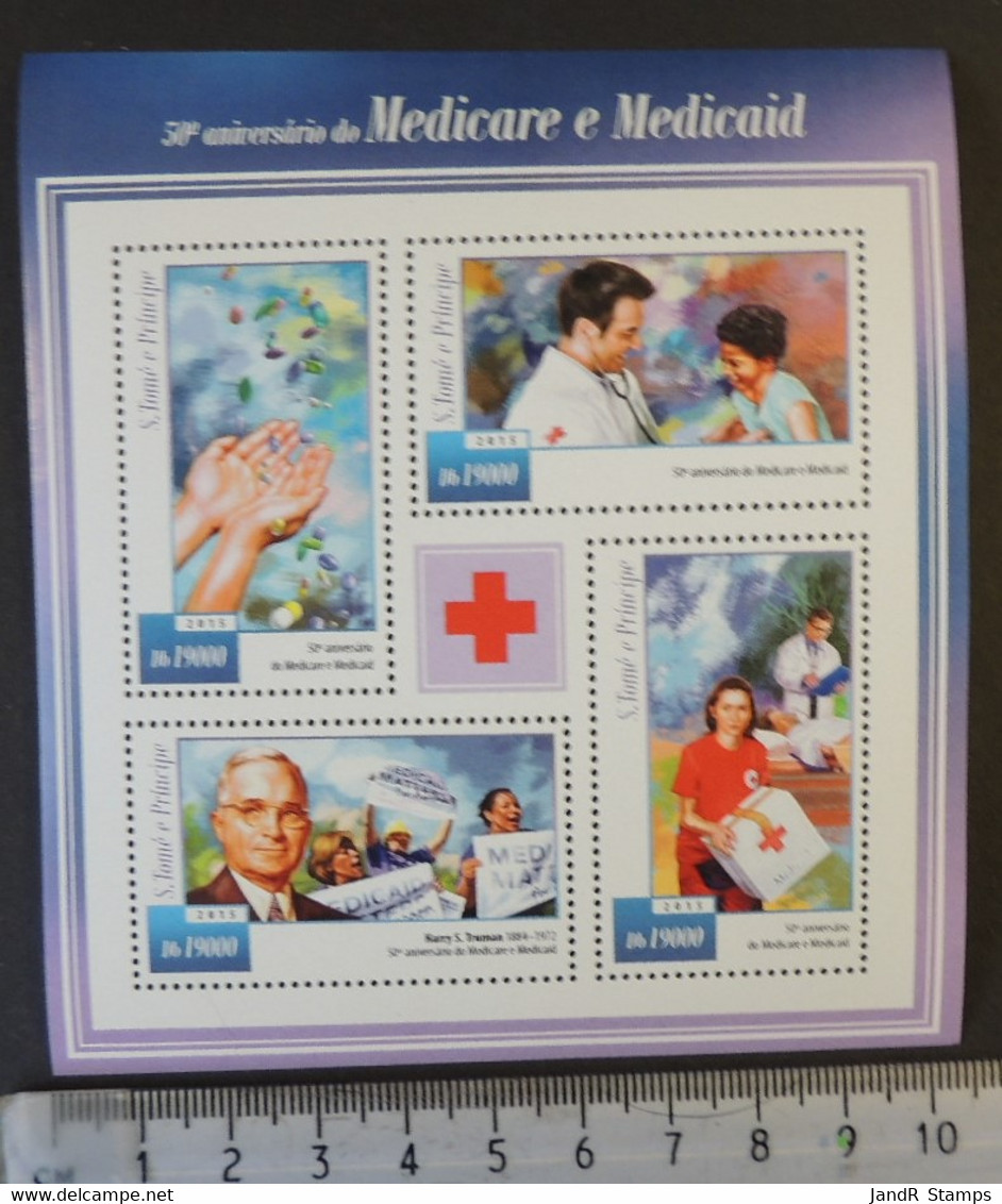 St Thomas 2015 Medicair Medicaid Red Cross Harry Truman Women M/sheet Mnh - Feuilles Complètes Et Multiples