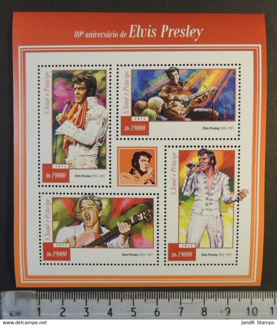 St Thomas 2015 Elvis Presley Cinema Music M/sheet Mnh - Feuilles Complètes Et Multiples