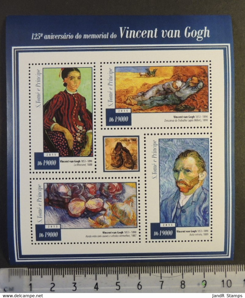 St Thomas 2015 Vincent Van Gogh Art Women M/sheet Mnh - Volledige & Onvolledige Vellen