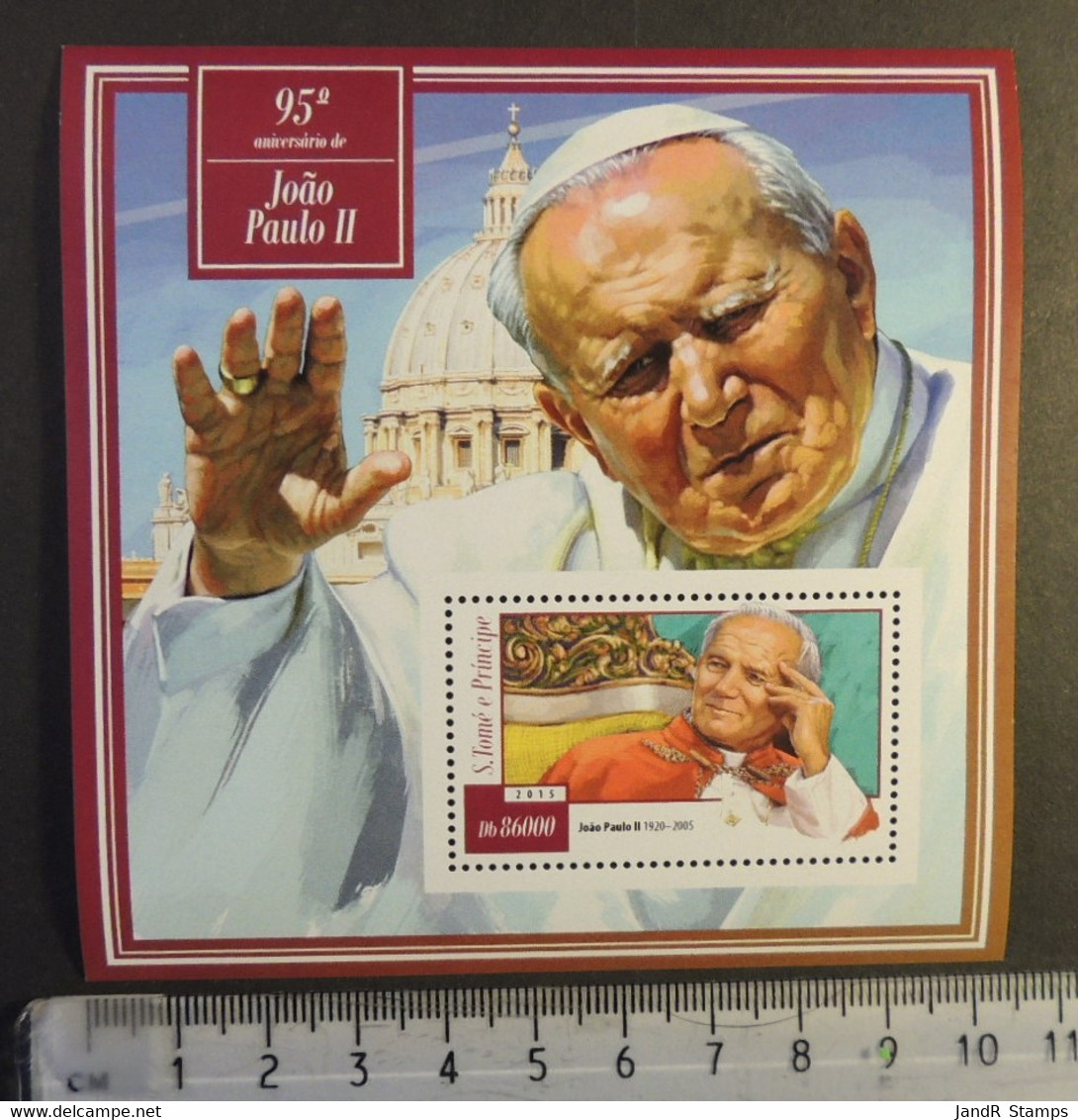 St Thomas 2015 Pope John Paul Ii Religion S/sheet Mnh - Feuilles Complètes Et Multiples