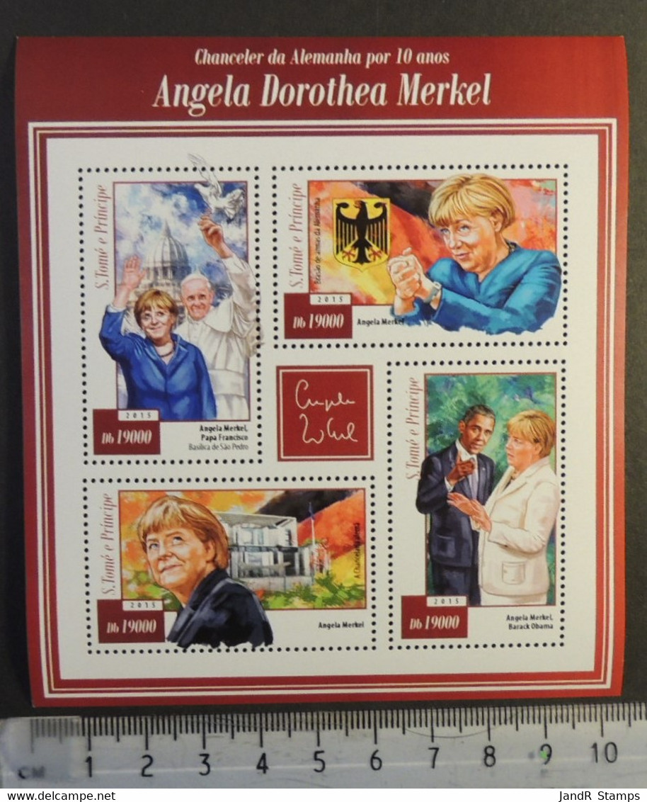 St Thomas 2015 Angela Merkel Germany Politics Obama Pope Francis Religion Women M/sheet Mnh - Full Sheets & Multiples