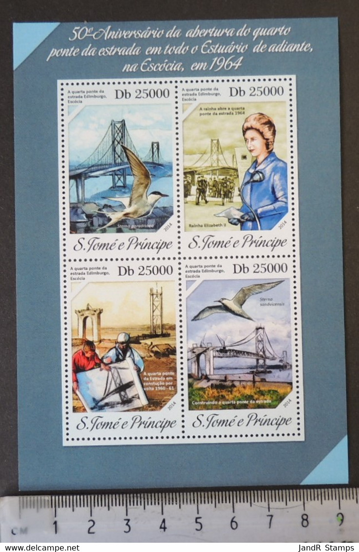 St Thomas 2014 Forth Road Bridge Scotland Qeii Birds Royalty M/sheet Mnh - Volledige & Onvolledige Vellen