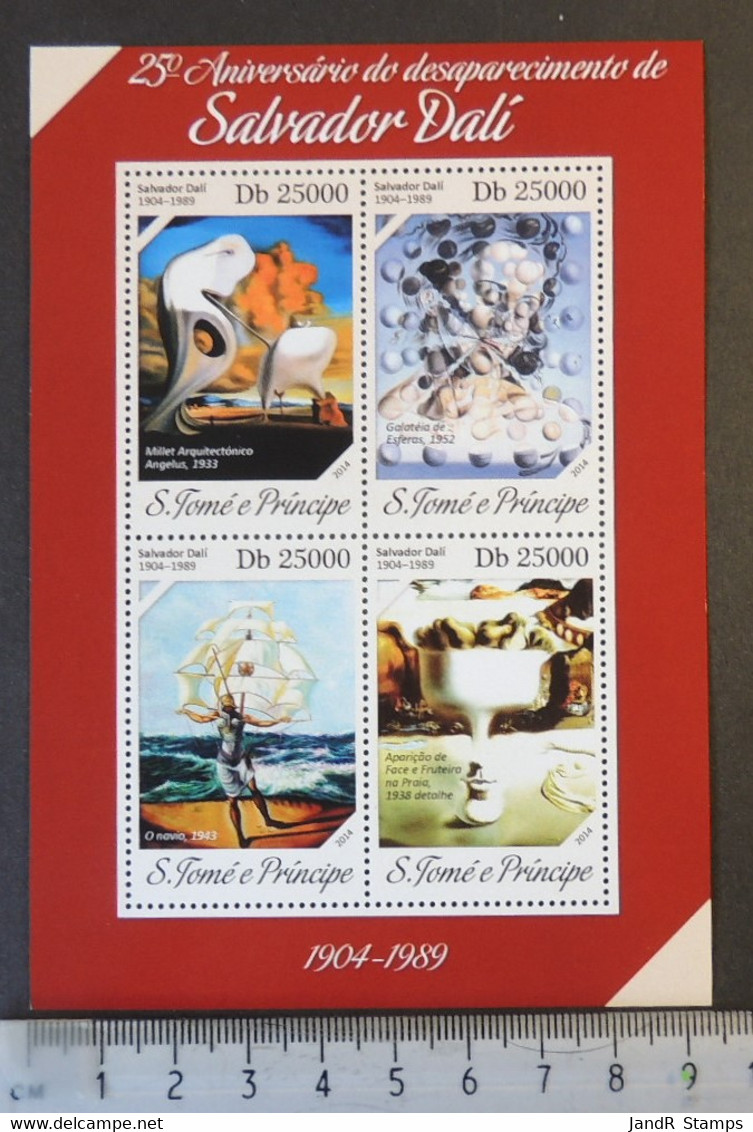 St Thomas 2014 Salvador Dali Art Abstract M/sheet Mnh - Feuilles Complètes Et Multiples