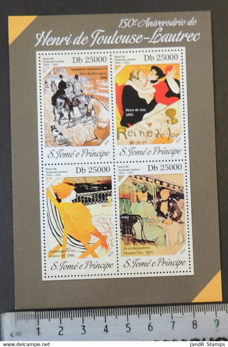 St Thomas 2014 Henri Toulouse-lautrec Women Art M/sheet Mnh - Feuilles Complètes Et Multiples